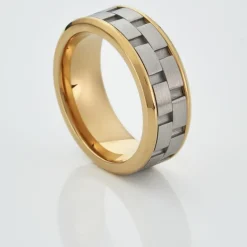 JOURDAN Bague Oahu Acier Blanc Et Jaune Sale