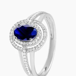 Histoire d'Or Bague Justine Or Blanc Saphir Et Diamant New