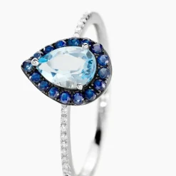 Histoire d'Or Bague Kenza Or Blanc Topaze Et Saphir Et Diamant Discount