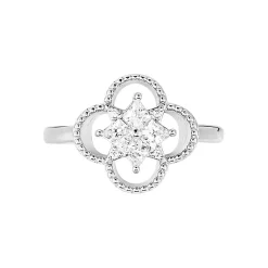 LAETIZIA Bague Fleur Argent Blanc Oxyde De Zirconium