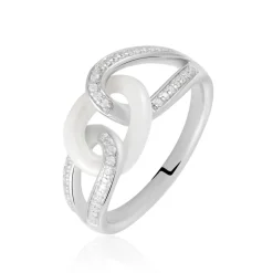 Histoire d'Or Bague Link Argent Blanc Céramique Et Oxyde De Zirconium New