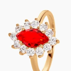 Histoire d'Or Bague Lisea Plaqué Or Jaune Verre Et Oxyde De Zirconium plaqué or jaune verre rouge Discount