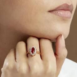 Histoire d'Or Bague Lisea Plaqué Or Jaune Verre Et Oxyde De Zirconium plaqué or jaune verre rouge Discount