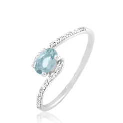Histoire d'Or Bague Loriane Or Blanc Aigue Marine Et Oxyde De Zirconium Clearance