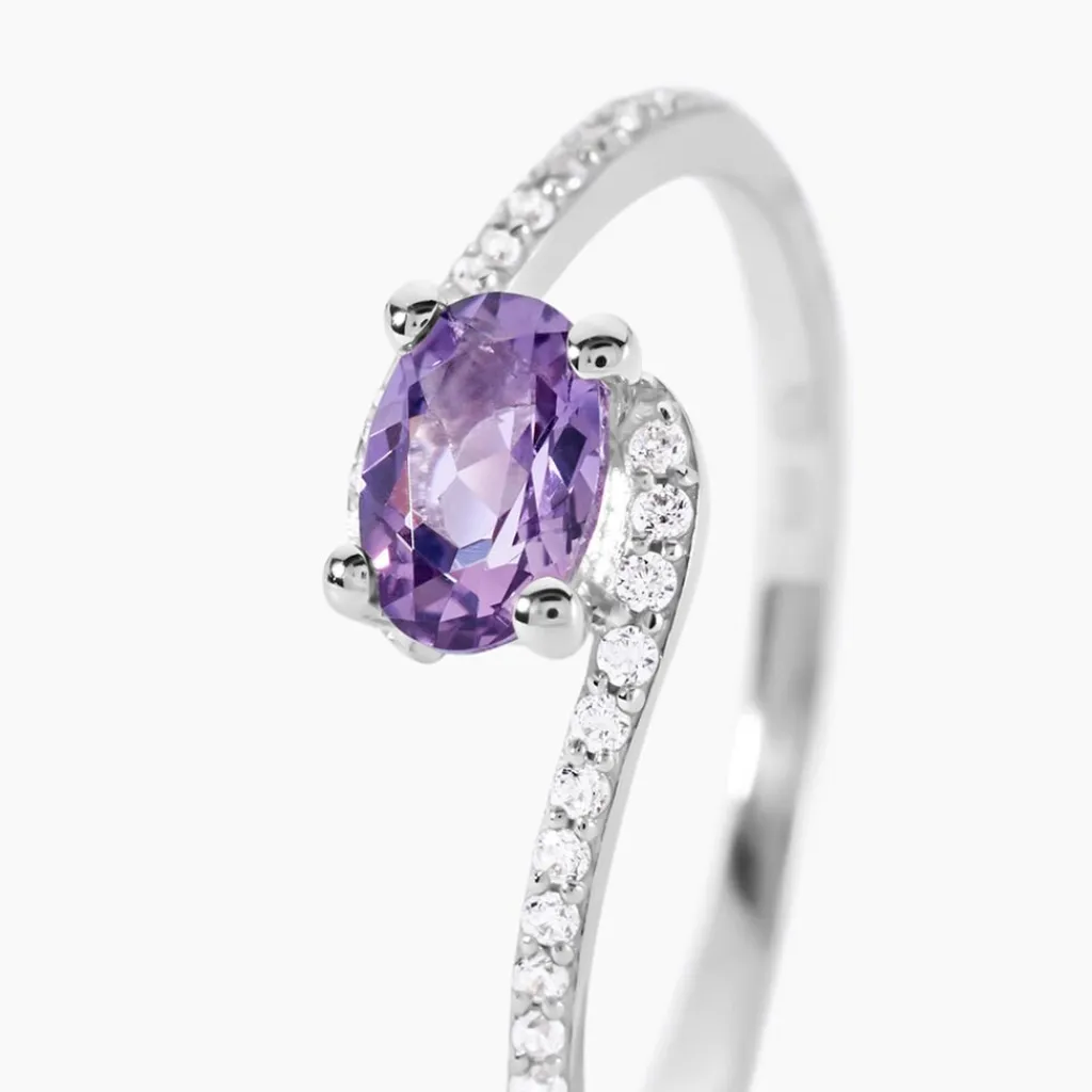 Histoire d'Or Bague Loriane Or Blanc Amethyste Et Oxyde De Zirconium or blanc amethyste violette Online