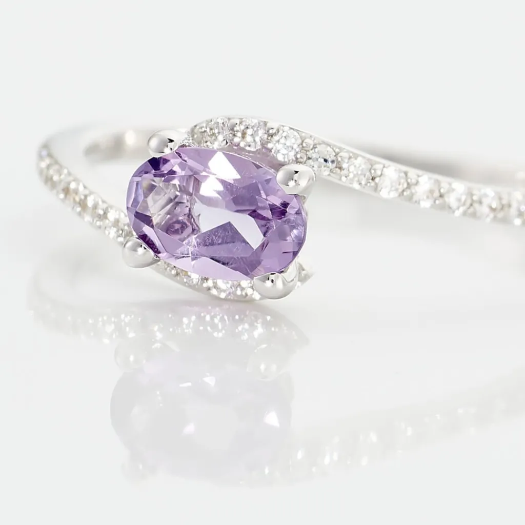 Histoire d'Or Bague Loriane Or Blanc Amethyste Et Oxyde De Zirconium or blanc amethyste violette Online