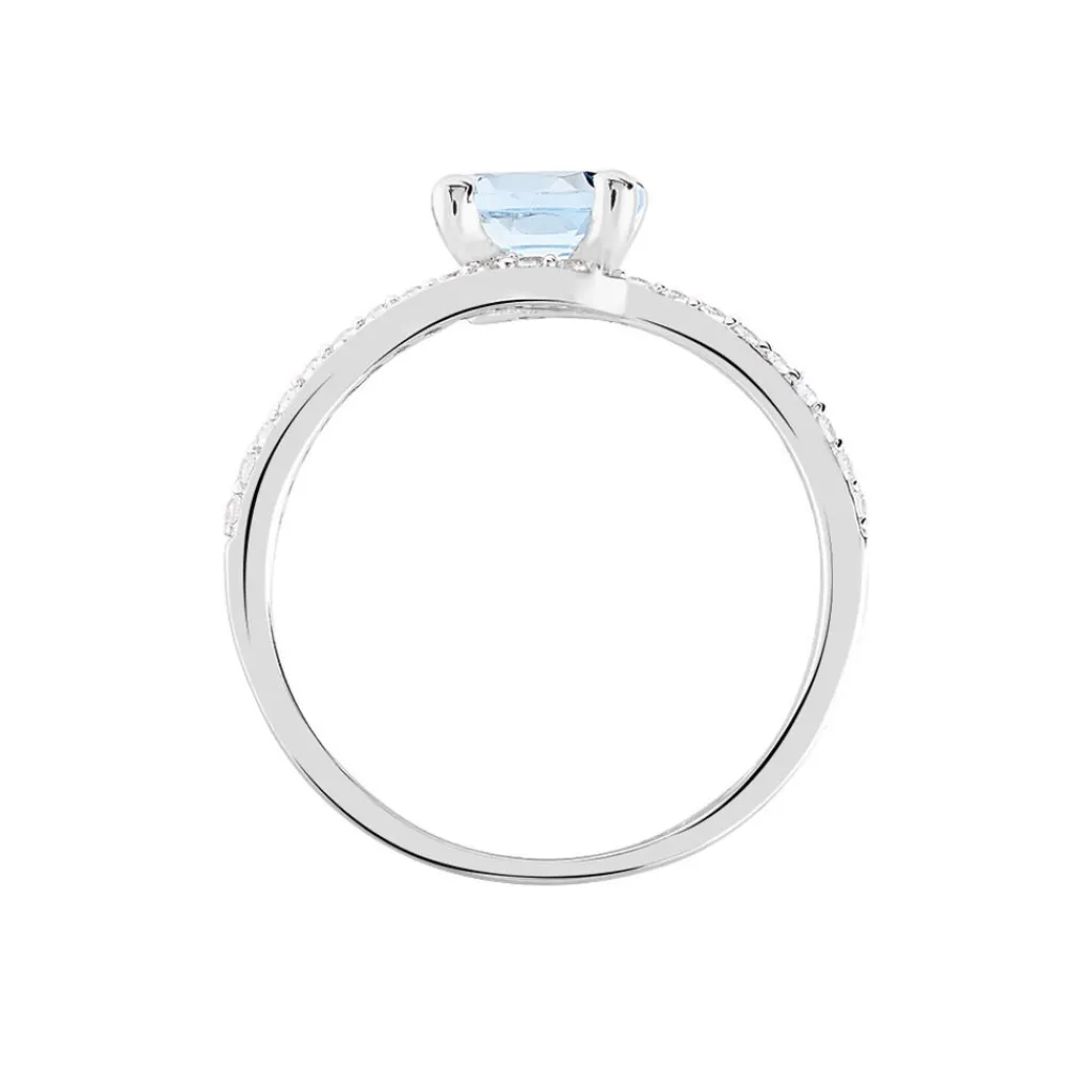 Histoire d'Or Bague Loriane Or Blanc Topaze Et Oxyde De Zirconium or blanc topaze bleue Outlet