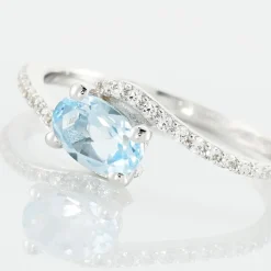 Histoire d'Or Bague Loriane Or Blanc Topaze Et Oxyde De Zirconium or blanc topaze bleue Outlet