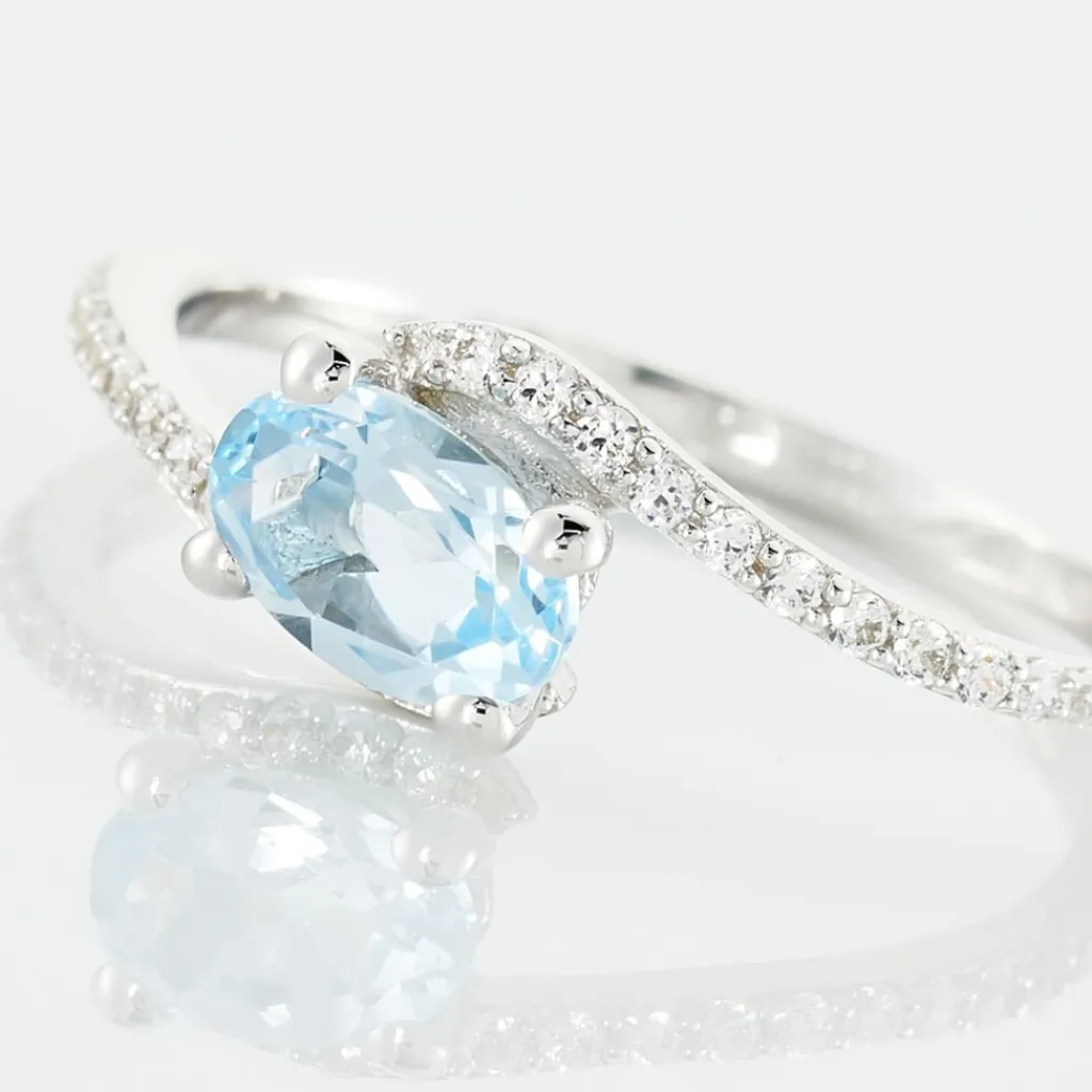 Histoire d'Or Bague Loriane Or Blanc Topaze Et Oxyde De Zirconium or blanc topaze bleue Outlet