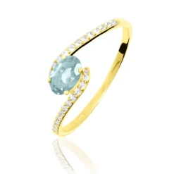 Histoire d'Or Bague Loriane Or Jaune Aigue Marine Et Diamant Outlet