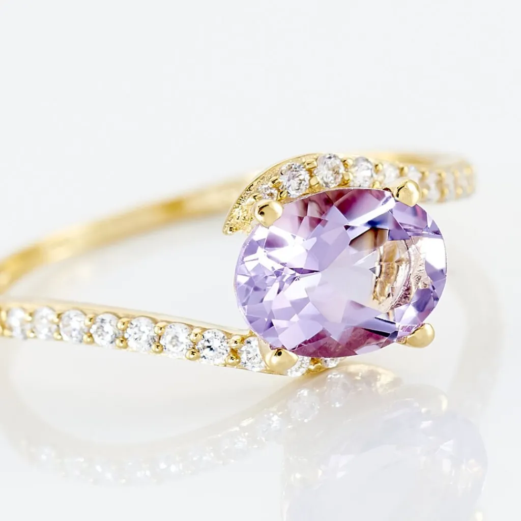 Histoire d'Or Bague Loriane Or Jaune Amethyste Et Oxyde De Zirconium or jaune améthyste violet Hot