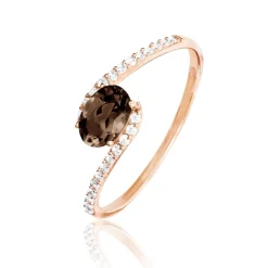 Histoire d'Or Bague Loriane Or Rose Quartz Et Diamant or rose quartz marron