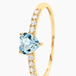 Histoire d'Or Bague Love Ring Or Jaune Topaze Oxyde De Zirconium or jaune topaze bleu sky Hot
