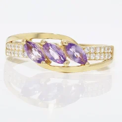 Histoire d'Or Bague Lukretia Or Jaune Amethyste Et Oxyde De Zirconium New