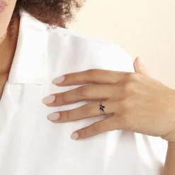 Histoire d'Or Bague Lupe Or Blanc Saphir Et Diamant