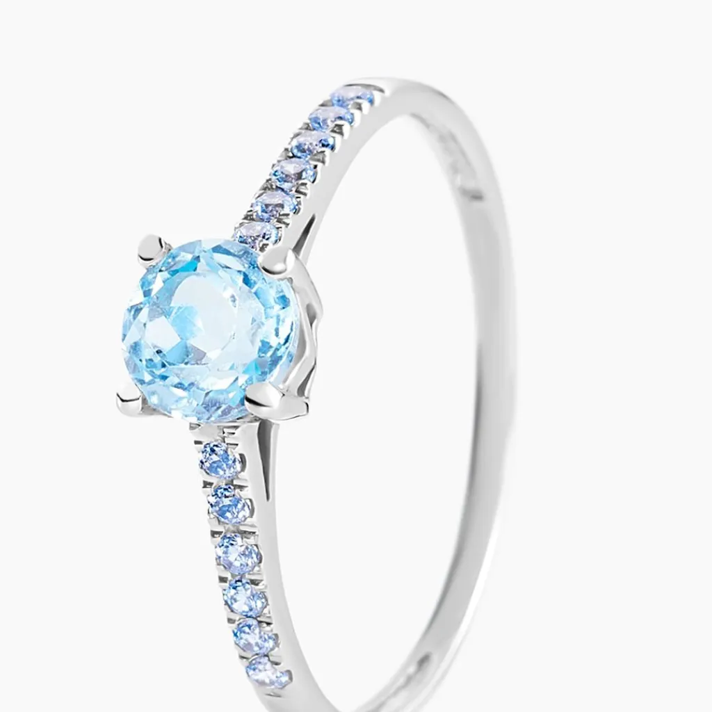 Histoire d'Or Bague Manon Or Blanc Topaze Et Oxyde De Zirconium or blanc topaze bleue Sale