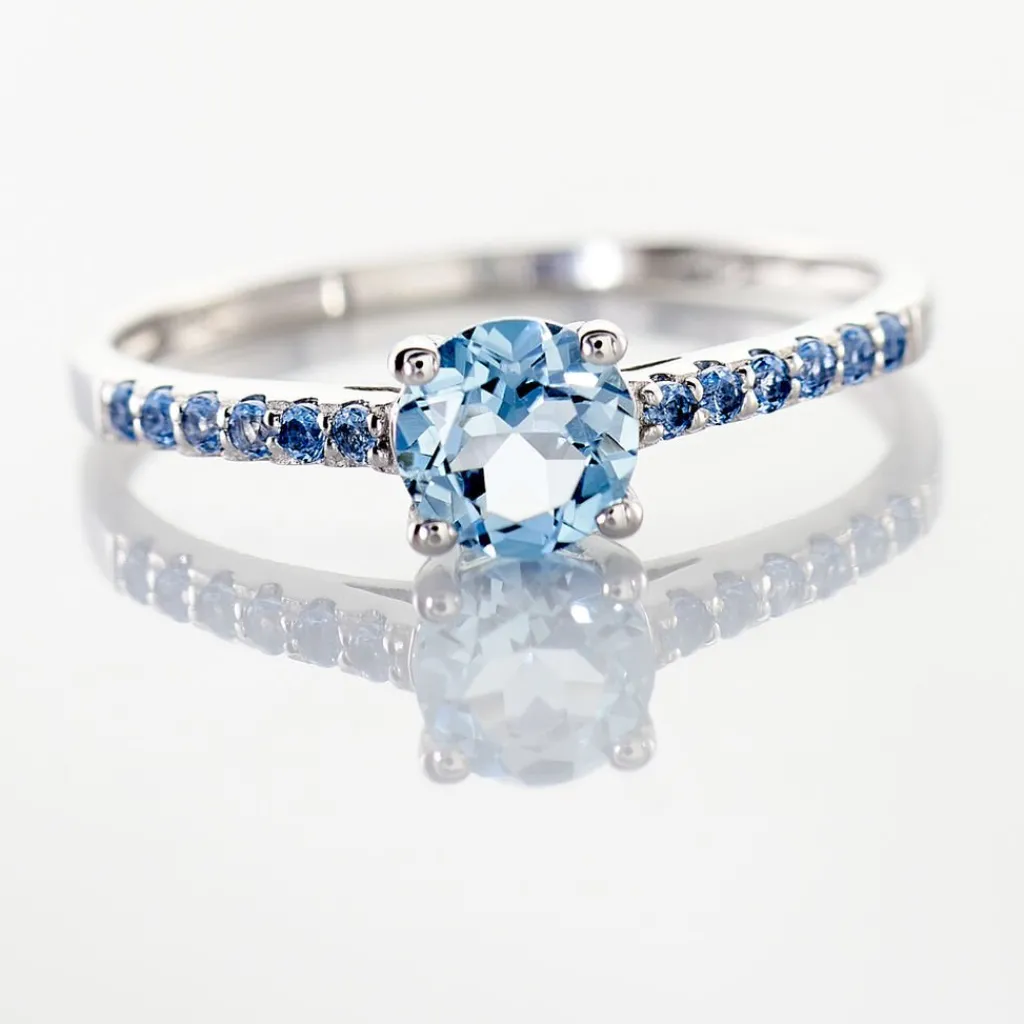 Histoire d'Or Bague Manon Or Blanc Topaze Et Oxyde De Zirconium or blanc topaze bleue Sale