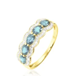Histoire d'Or Bague Margaux Or Jaune Aigue Marine Et Diamant