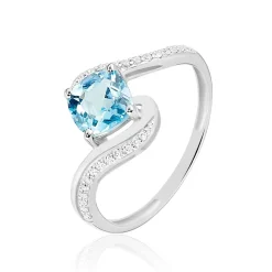 Histoire d'Or Bague Maria-serena Or Blanc Topaze Et Oxyde De Zirconium or blanc topaze bleue Sale