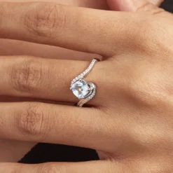 Histoire d'Or Bague Maria-serena Or Blanc Topaze Et Oxyde De Zirconium or blanc topaze bleue Sale