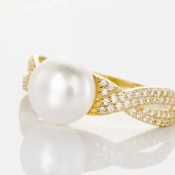 Histoire d'Or Bague Maria-theresa Or Jaune Perle De Culture Et Oxyde De Zirconium Hot