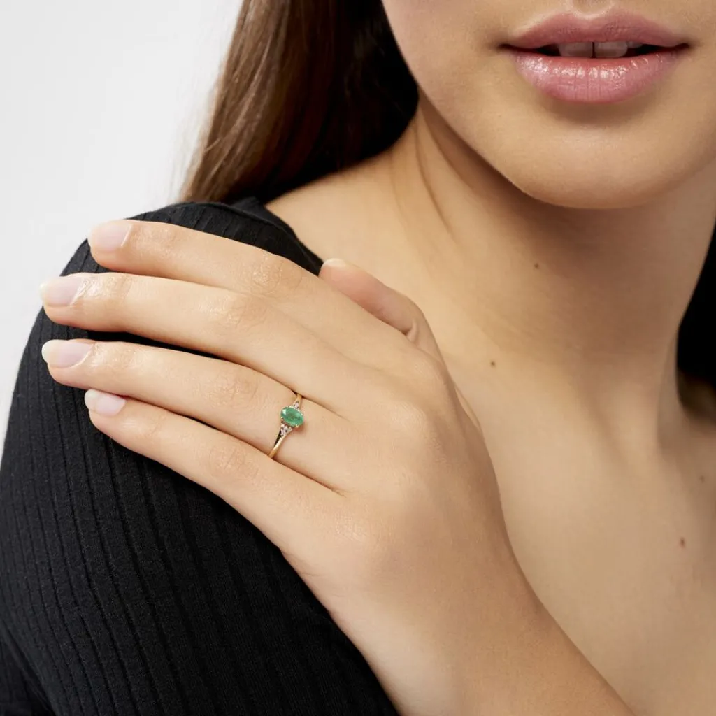 Histoire d'Or Bague Marie Et Diamant or jaune emeraude Clearance