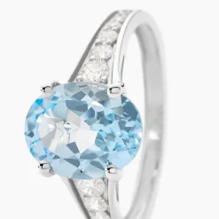 Histoire d'Or Bague Marie-camille Or Blanc Topaze Et Oxyde De Zirconium or blanc topaze bleue Outlet
