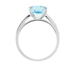 Histoire d'Or Bague Marie-camille Or Blanc Topaze Et Oxyde De Zirconium or blanc topaze bleue Outlet