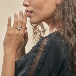 Histoire d'Or Bague Marie-camille Or Blanc Topaze Et Oxyde De Zirconium or blanc topaze bleue Outlet