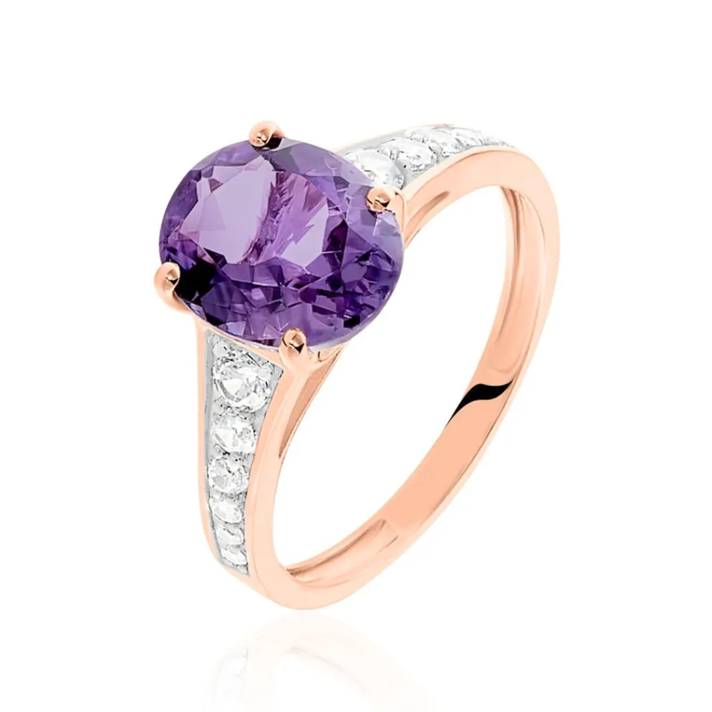 Histoire d'Or Bague Marie-camille Or Rose Amethyste Et Oxyde De Zirconium or rose amethyste violette Hot
