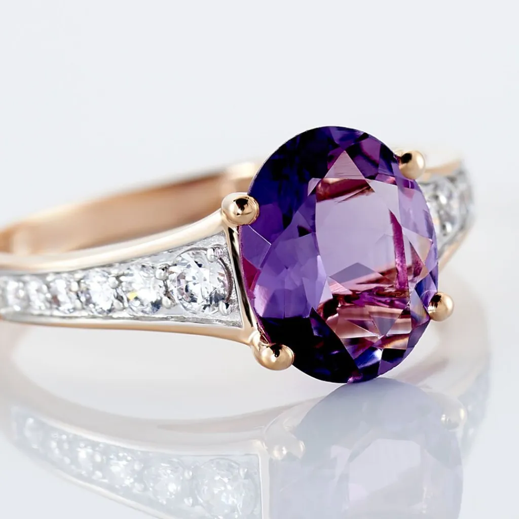 Histoire d'Or Bague Marie-camille Or Rose Amethyste Et Oxyde De Zirconium or rose amethyste violette Hot