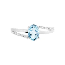 Histoire d'Or Bague Marie-eva Or Blanc Topaze Et Oxyde De Zirconium or blanc topaze bleue New