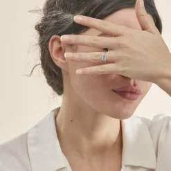 Histoire d'Or Bague Marie-eva Or Blanc Topaze Et Oxyde De Zirconium or blanc topaze bleue New