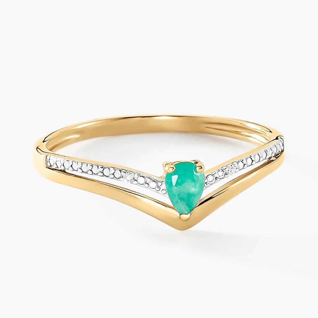 Histoire d'Or Bague Marjeta Or Jaune Emeraude Diamant or jaune émeraude Clearance