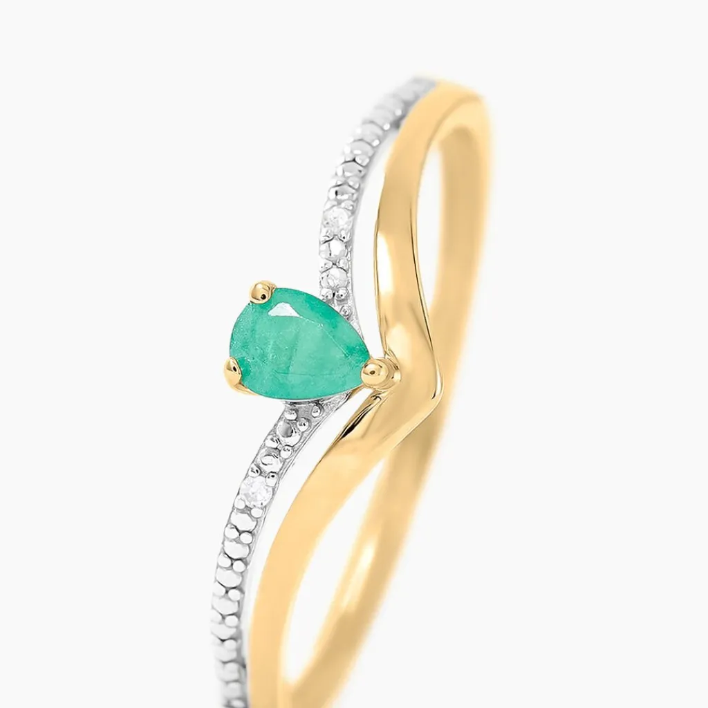 Histoire d'Or Bague Marjeta Or Jaune Emeraude Diamant or jaune émeraude Clearance