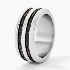 Histoire d'Or Bague Men's Steel Acier Blanc