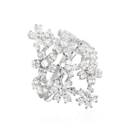 Histoire d'Or Bague Midnight Flower Argent Blanc Oxyde De Zirconium New