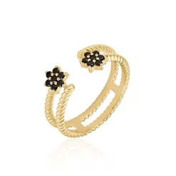 Histoire d'Or Bague Midnight Royalty Plaqué Or Jaune Pierre De Synthèse Best