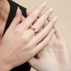 Histoire d'Or Bague Midnight Royalty Plaqué Or Jaune Pierre De Synthèse Best