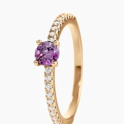 Histoire d'Or Bague Mireilla Plaqué Or Doré Oxyde De Zirconium plaqué or jaune oxyde violet New