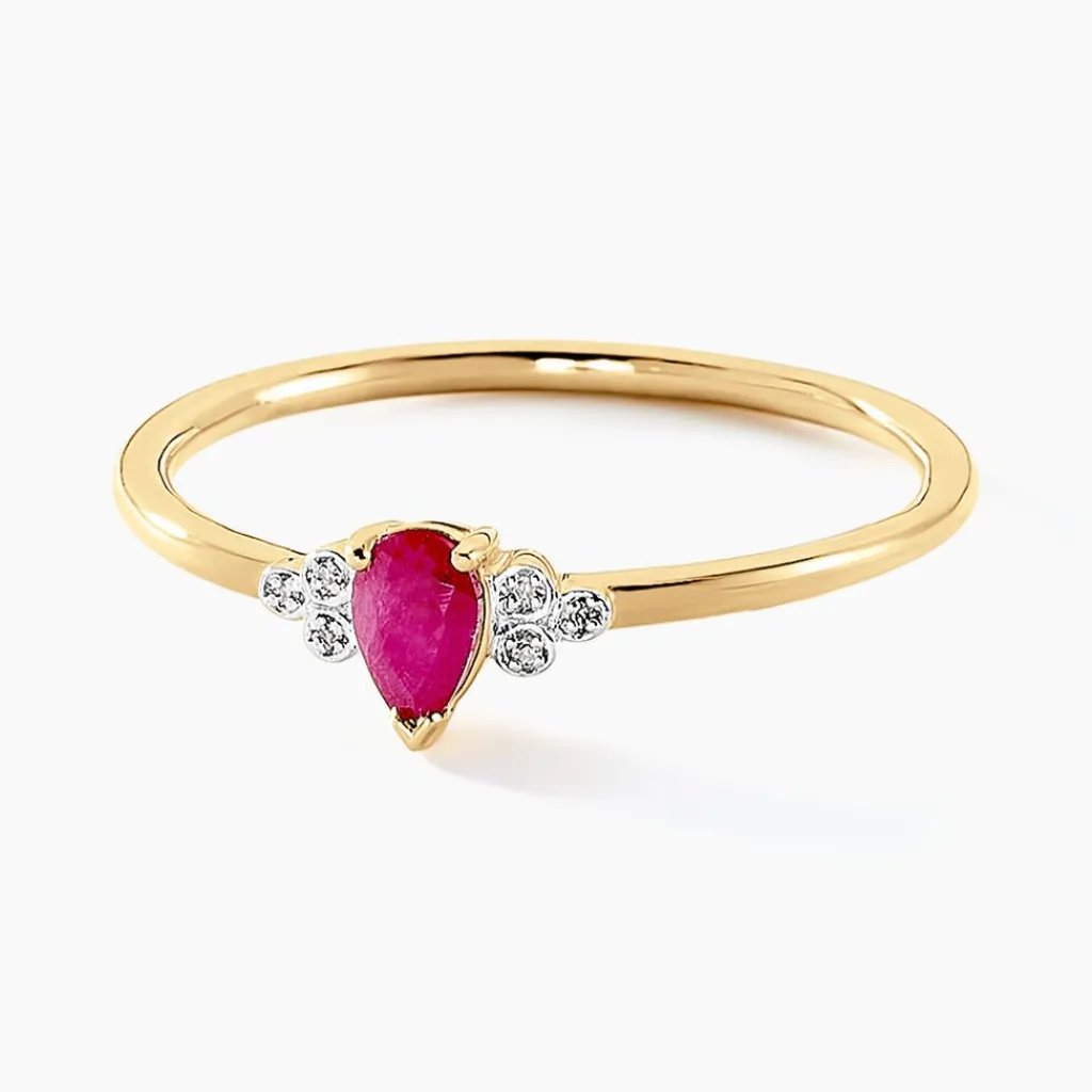 Histoire d'Or Bague Moss Diamant or jaune rubis Hot