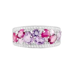 Histoire d'Or Bague Multicolore Or Blanc Amethyste Et Saphir Et Rhodolite or blanc amethyste violette Online