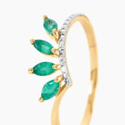 Histoire d'Or Bague Navette Or Jaune Emeraude Diamant or jaune émeraude Hot