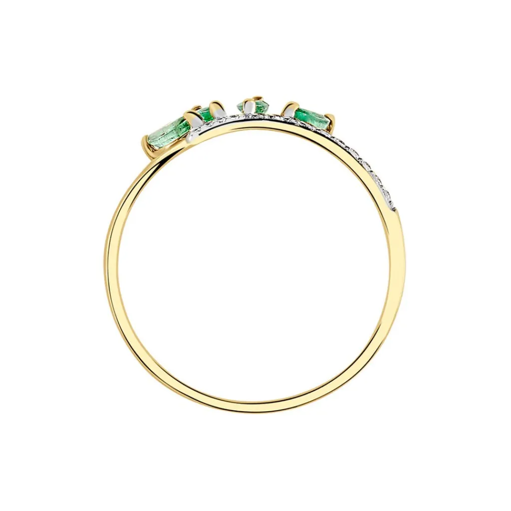 Histoire d'Or Bague Navette Or Jaune Emeraude Diamant or jaune émeraude Hot