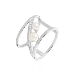 LAETIZIA Bague Nissi Argent Blanc Perle De Culture Oxyde De Zirconium Sale