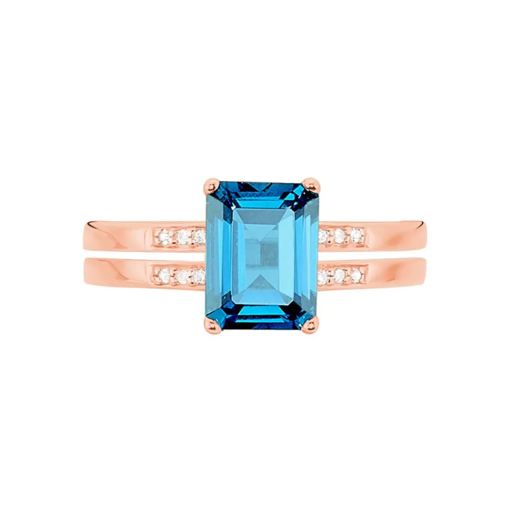 Histoire d'Or Bague Noee Or Rose Topaze Et Oxyde De Zirconium New