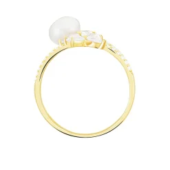 Histoire d'Or Bague Norah Or Jaune Perle De Culture Et Oxyde De Zirconium Hot