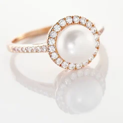 Histoire d'Or Bague Olivia Argent Rose Perle De Culture Et Oxyde De Zirconium New