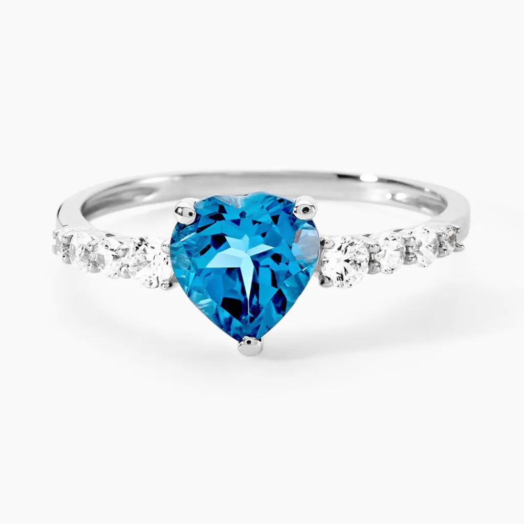 Histoire d'Or Bague Or Blanc Fany Topaze Oxydes De Zirconium or blanc topaze london blue Hot