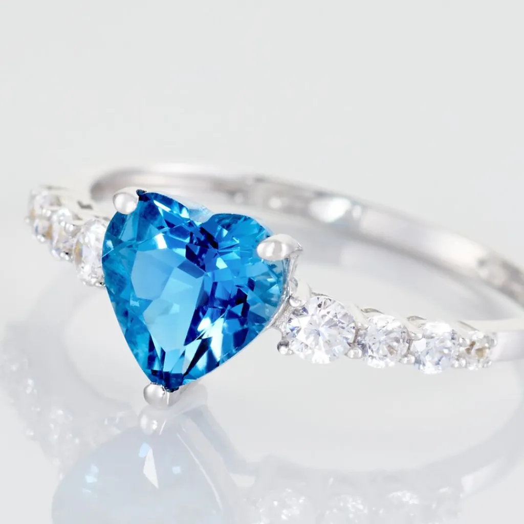 Histoire d'Or Bague Or Blanc Fany Topaze Oxydes De Zirconium or blanc topaze london blue Hot